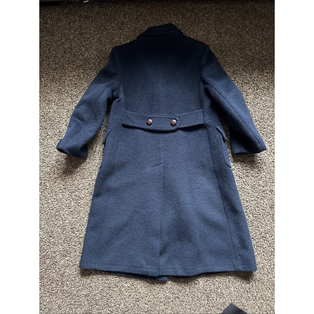 Vintage Double Breasted Navy Blue Forstmann Wool Overcoat Medium Union Made USA - Picture 2 of 12